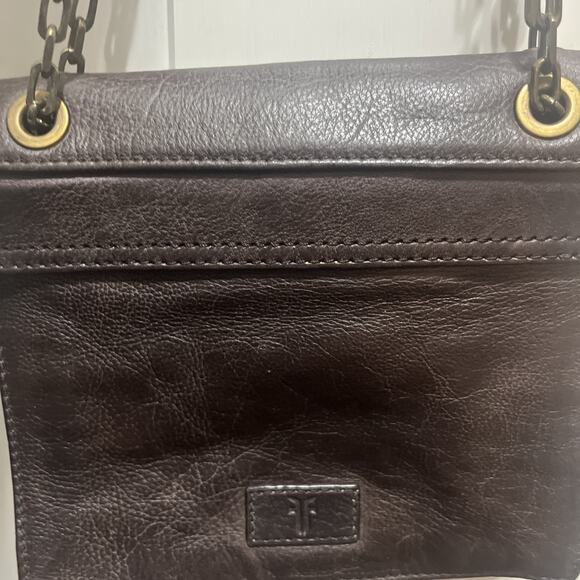 Frye Jade Leather Crossbody Or Double Chain Strap Shoulder Purse Brown MSRP $198 - Picture 12 of 16
